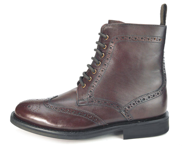 Frank James Benchgrade Cotswold Leather Welted Lace Up Brogue Dealer Boots