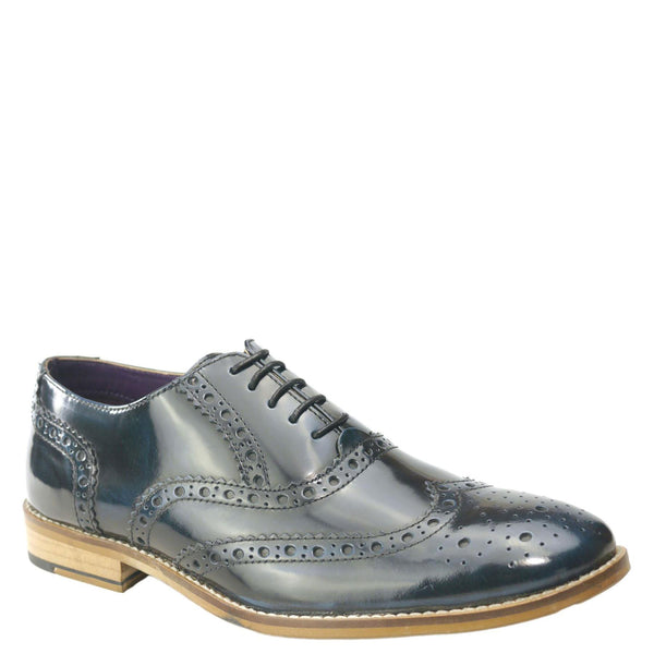 Frank James Newman Men's Leather Hi Shine Formal Brogue Shoes