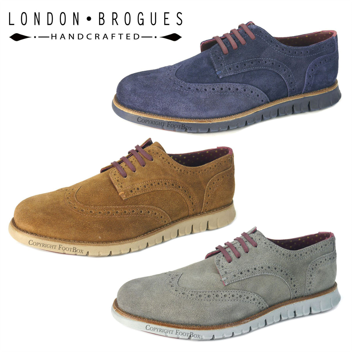 London Brogues Gatz Men's Suede Lightweight Derby Shoes