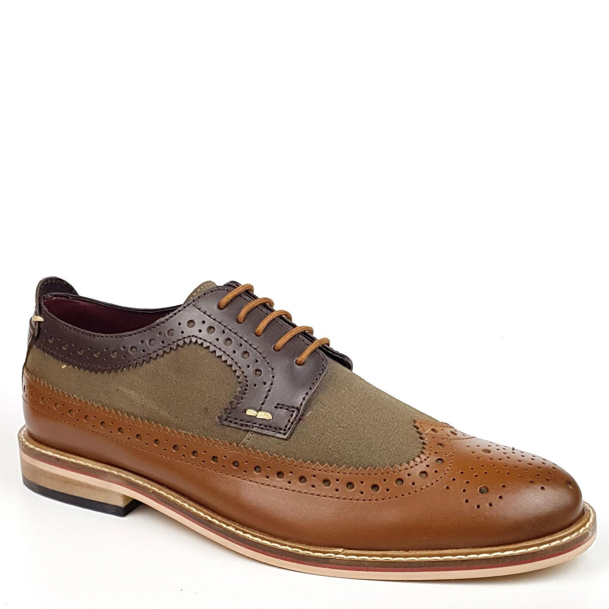 Frank James Lambeth Men's Two Tone Leather Canvas Brogue Shoes