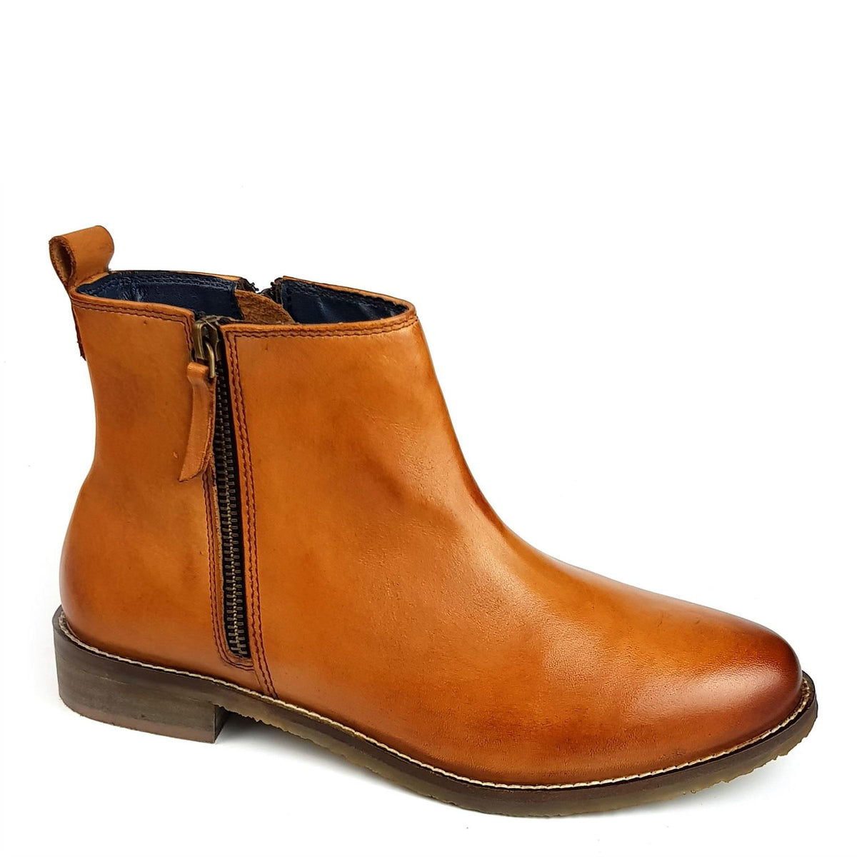 Frank James Newbury Women's Leather Zip Up Chelsea Boots