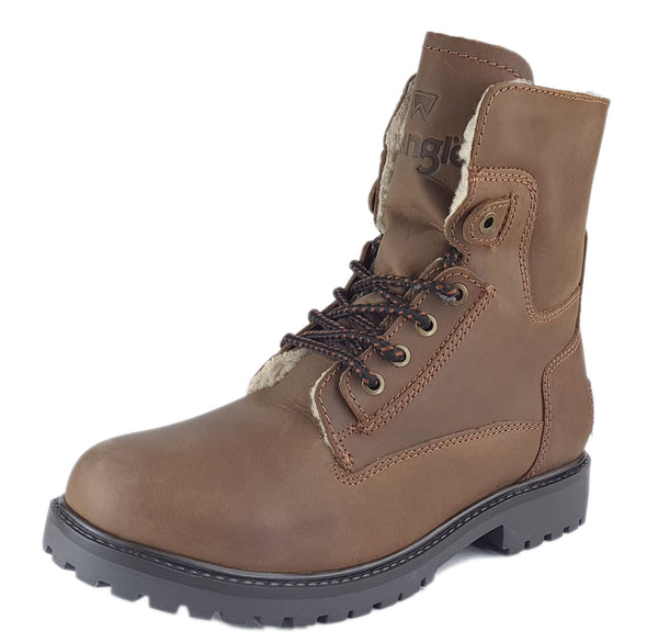 Wrangler Aviator Men's Leather Hi Leg Fleeced Limed Lace Up Boots