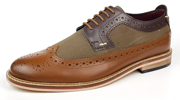 Frank James Lambeth Men's Two Tone Leather Canvas Brogue Shoes