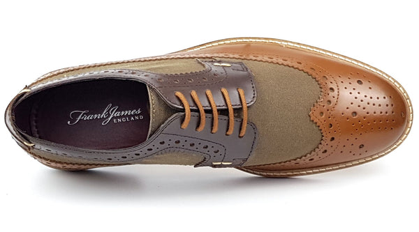 Frank James Lambeth Men's Two Tone Leather Canvas Brogue Shoes