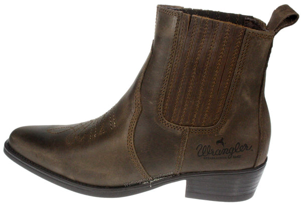 Wrangler Tex Mid Men's Leather Pull On Cowboy Chelsea Boots