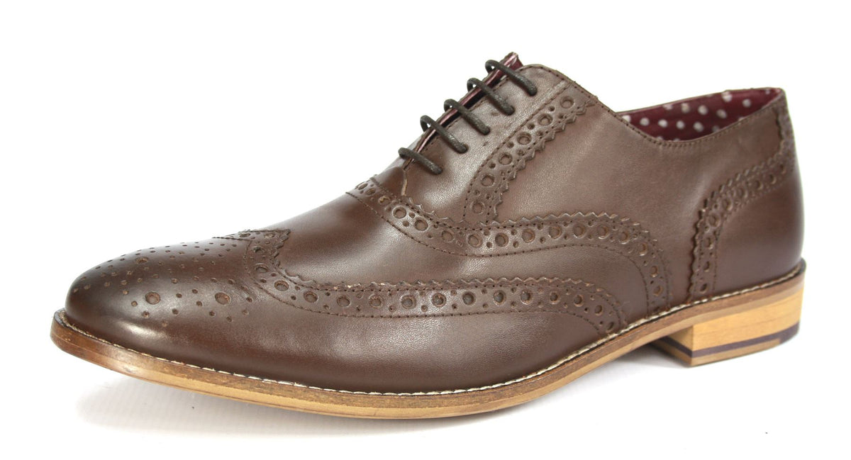 London Brogues Men's Leather Lace Up Wingtip Gatsby Brogues