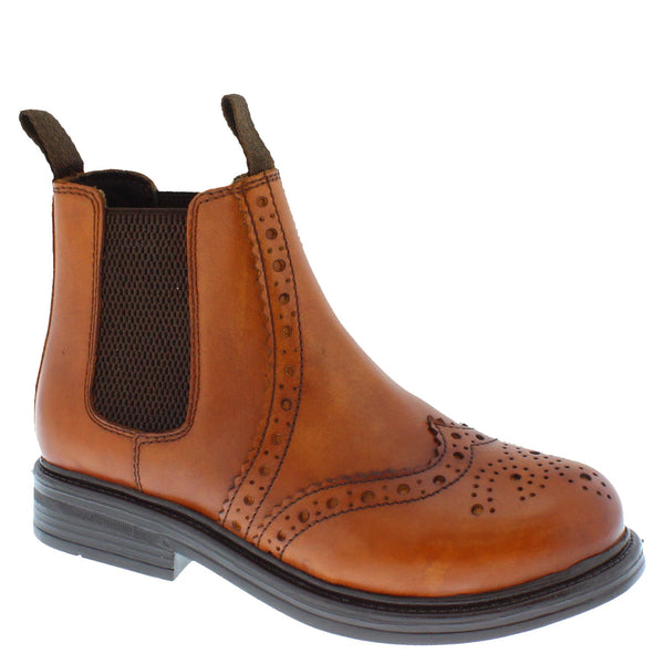 Frank James Wrexham Kids Leather Pull On Brogue Chelsea Boots