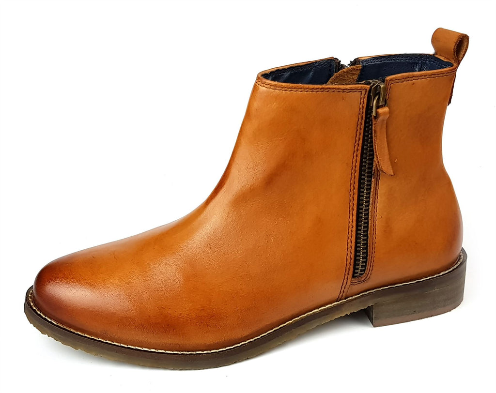 Frank James Newbury Women's Leather Zip Up Chelsea Boots