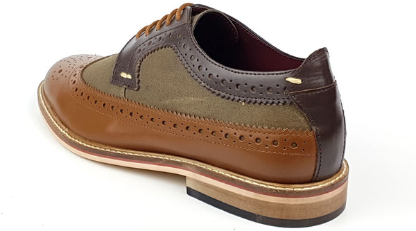 Frank James Lambeth Men's Two Tone Leather Canvas Brogue Shoes