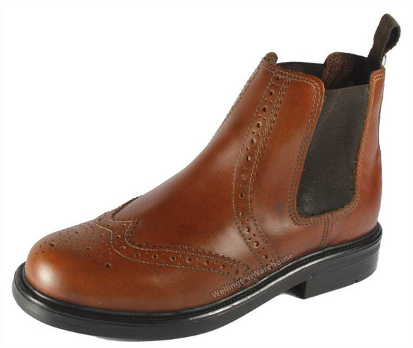 Oaktrak Kids Appleby Leather Brogue Chelsea Boots