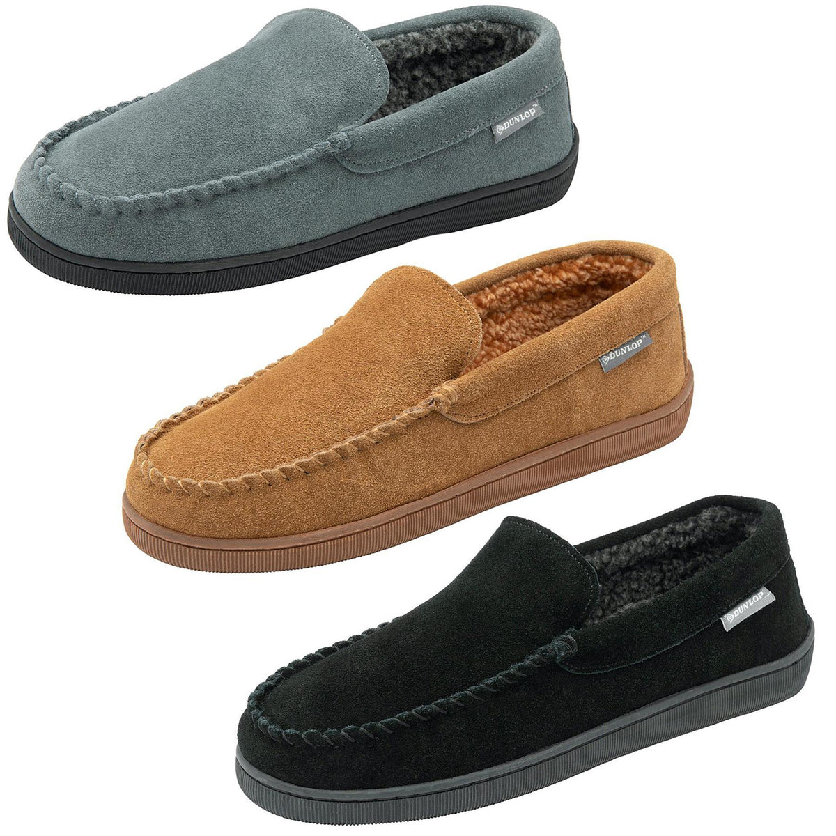 Dunlop Nathan Men's Suede Leather Memory Foam Loafer Slippers