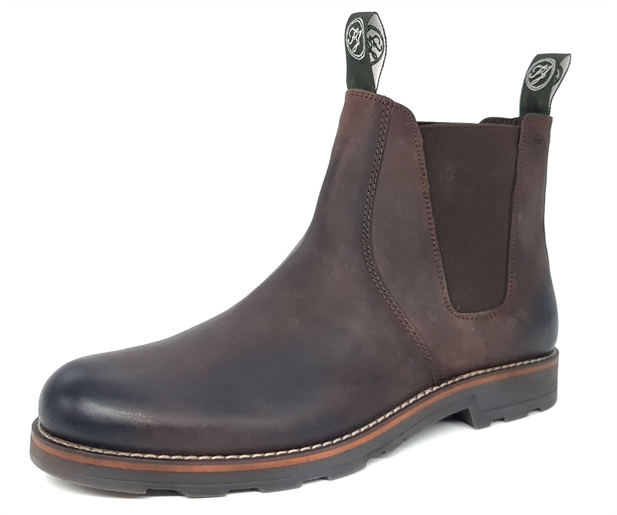 Frank James Brigstock Men's Leather Brogue Pull On Chelsea Dealer Boots