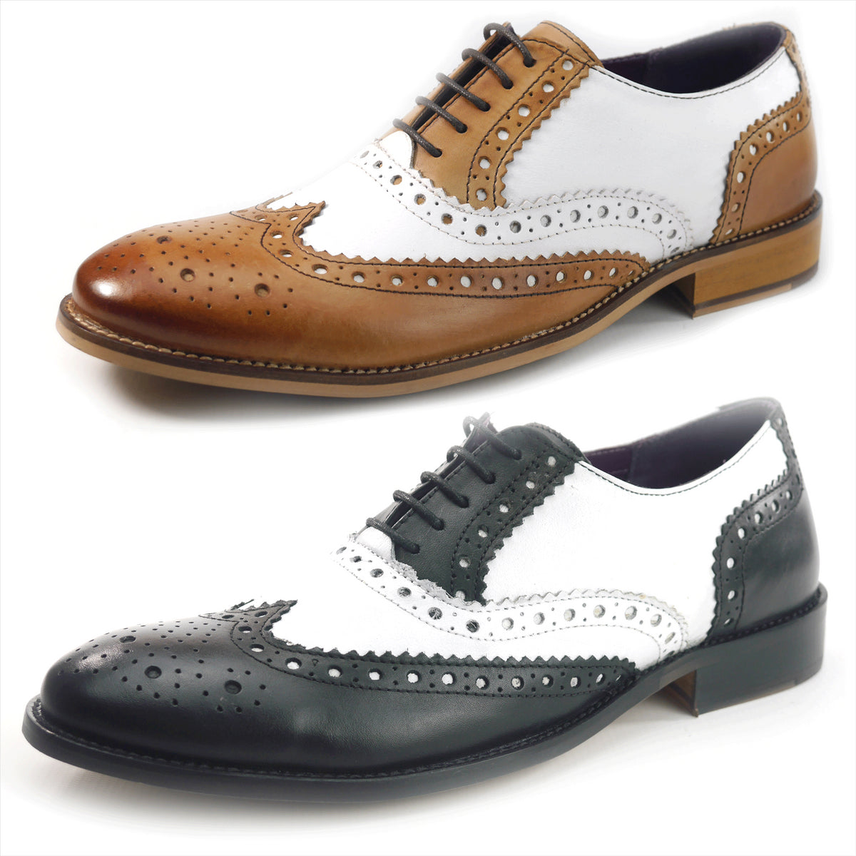 Frank James Redford Men's Leather Wingtip Formal Gatsby Brogue Shoes