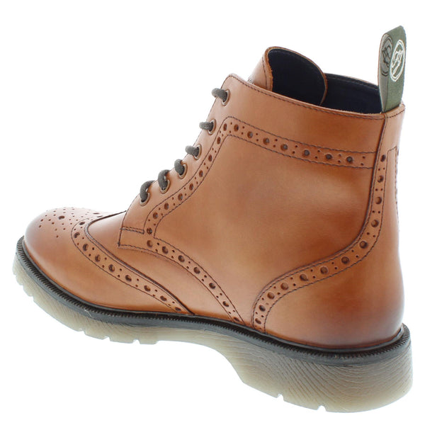 Frank James Men's Hammersmith Tan Lace Up Cushioned Sole Brogue Boots