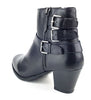 Frank James Kelso Women's Leather Buckle Zip Western Ankle Boots