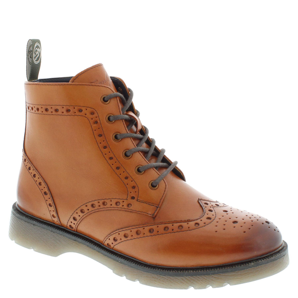 Frank James Men's Hammersmith Tan Lace Up Cushioned Sole Brogue Boots