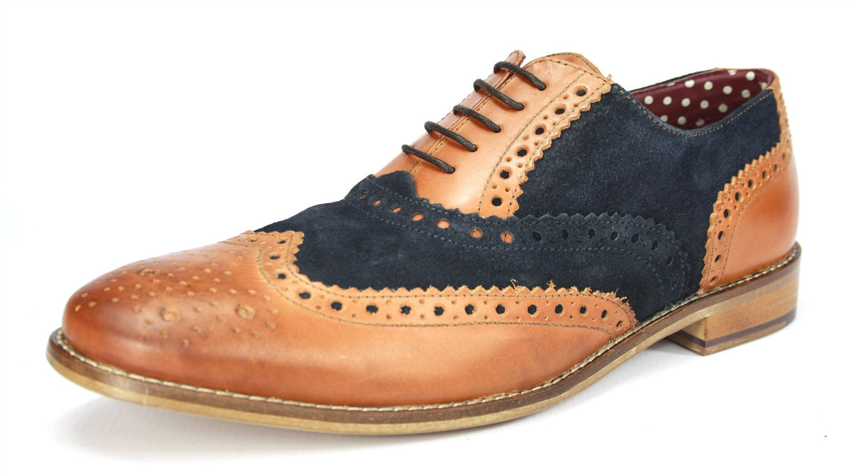 London Brogues Men's Leather Lace Up Wingtip Gatsby Brogues