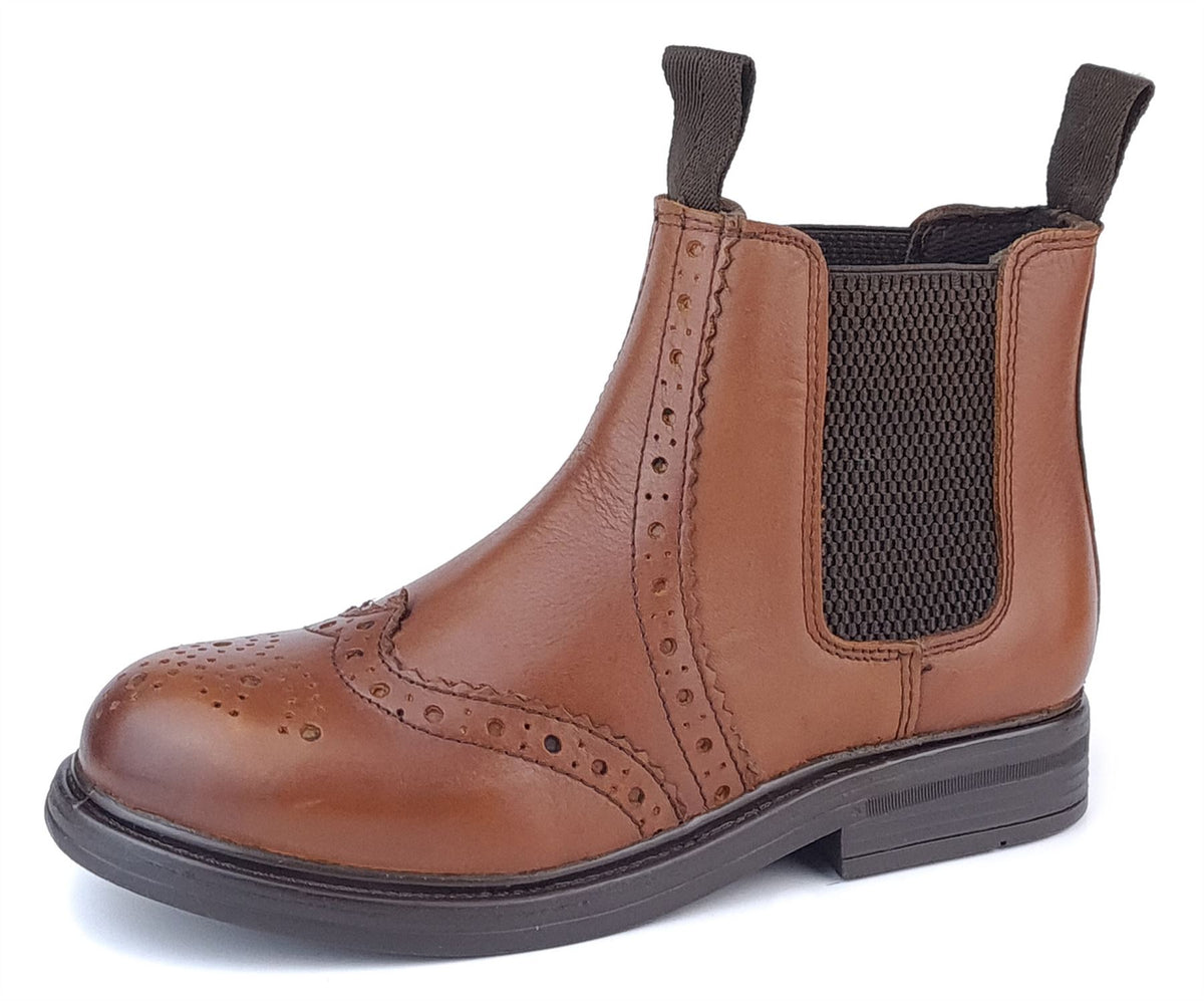 Frank James Wrexham Kids Leather Pull On Brogue Chelsea Boots