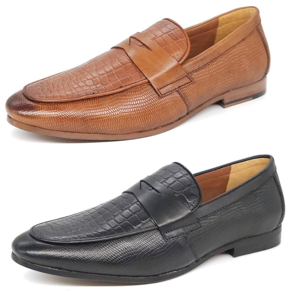 HX London Sutton Textured Penny Leather Loafers