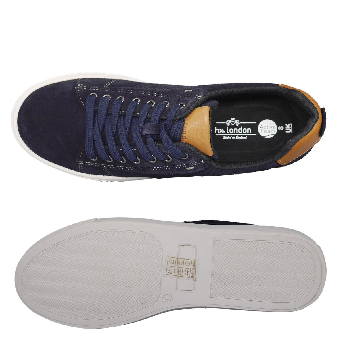 HX London Romford Suede Smart Lace Up Trainers