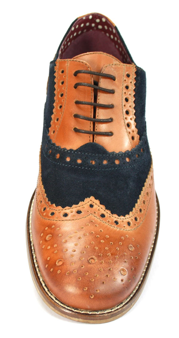 London Brogues Men's Leather Lace Up Wingtip Gatsby Brogues