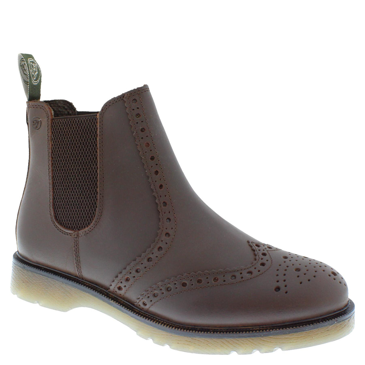 Frank James Warkton Men's Leather Pull On Brogue Chelsea Boots