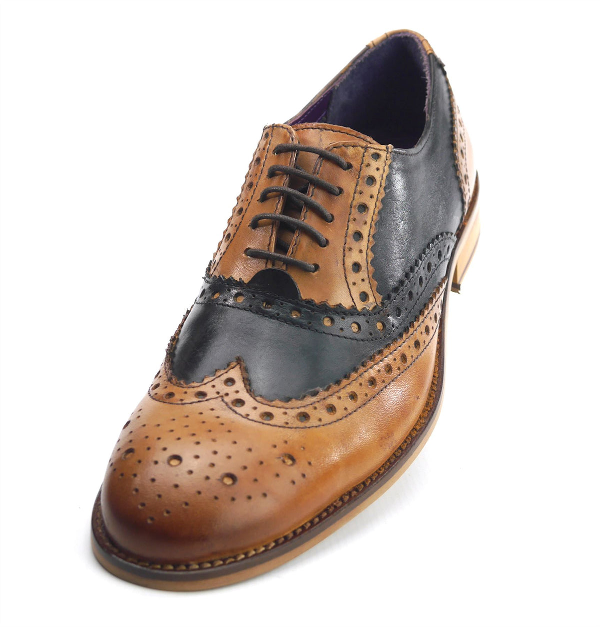 Frank James Redford Men's Leather Wingtip Formal Gatsby Brogue Shoes