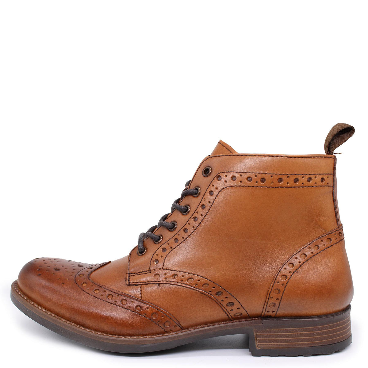 HX London Kingston Brogue Lace Up Leather Boots