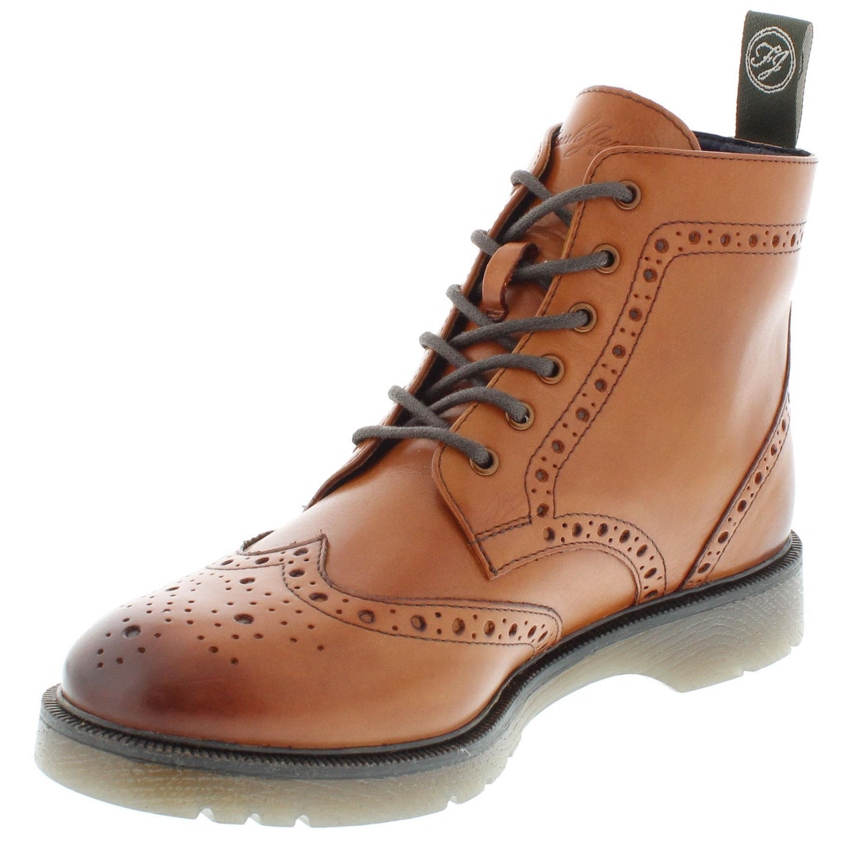 Frank James Men's Hammersmith Tan Lace Up Cushioned Sole Brogue Boots