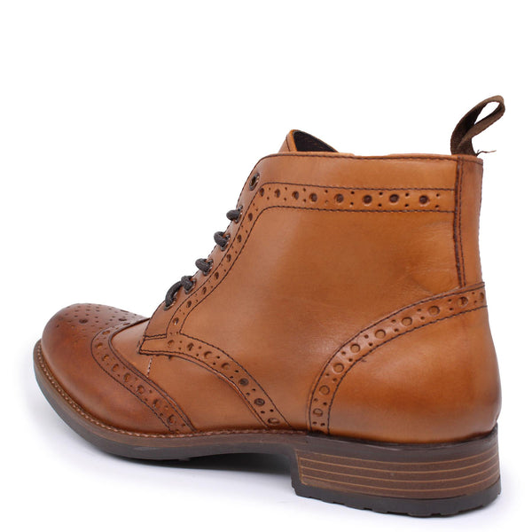 HX London Kingston Brogue Lace Up Leather Boots