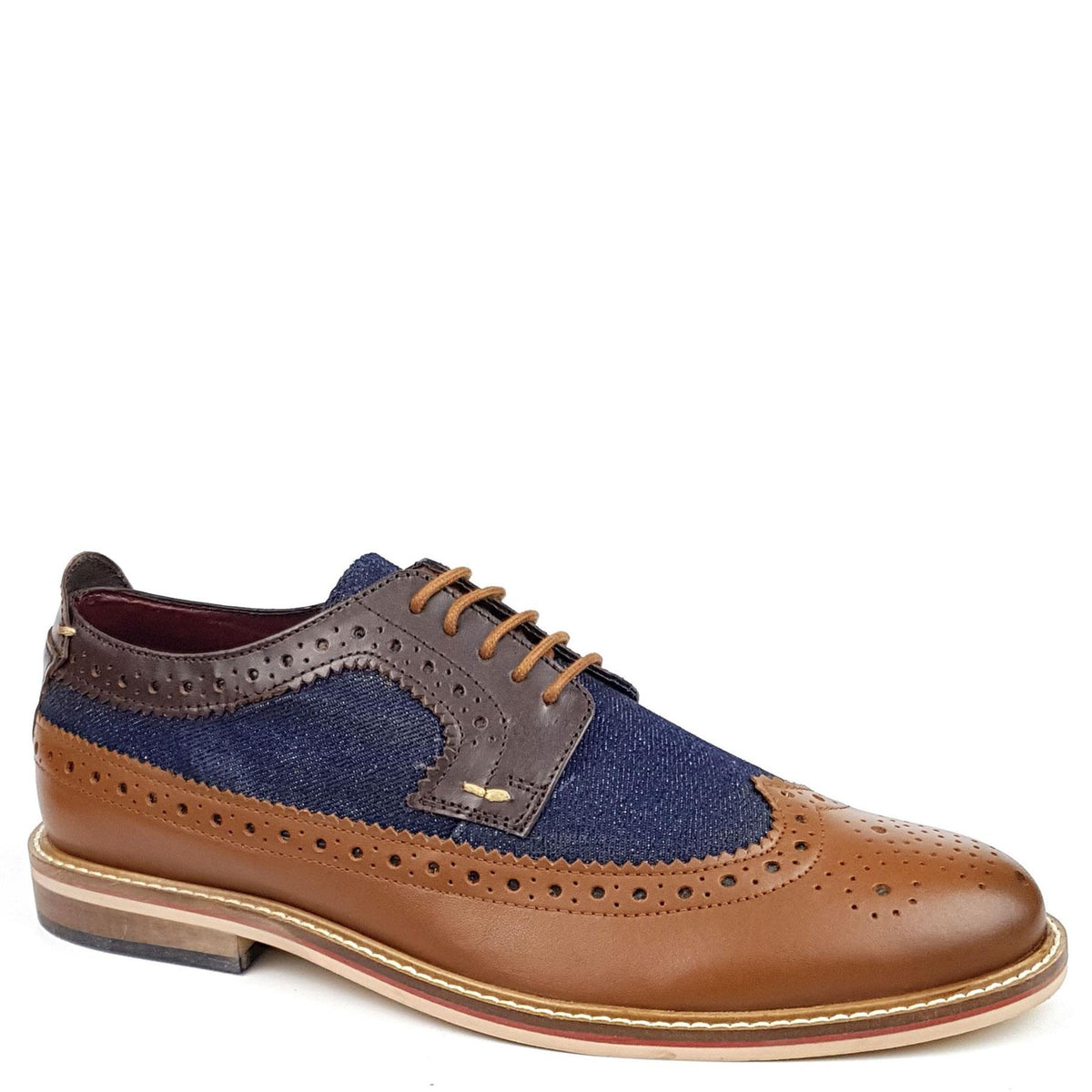 Frank James Lambeth Men's Two Tone Leather Canvas Brogue Shoes