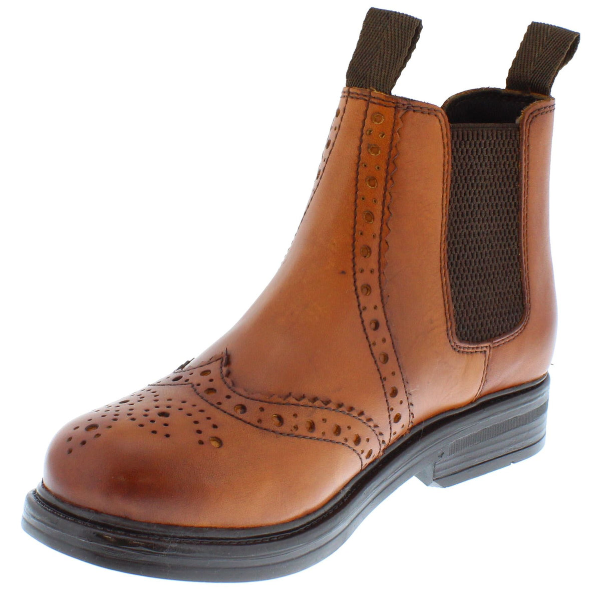 Frank James Wrexham Kids Leather Pull On Brogue Chelsea Boots