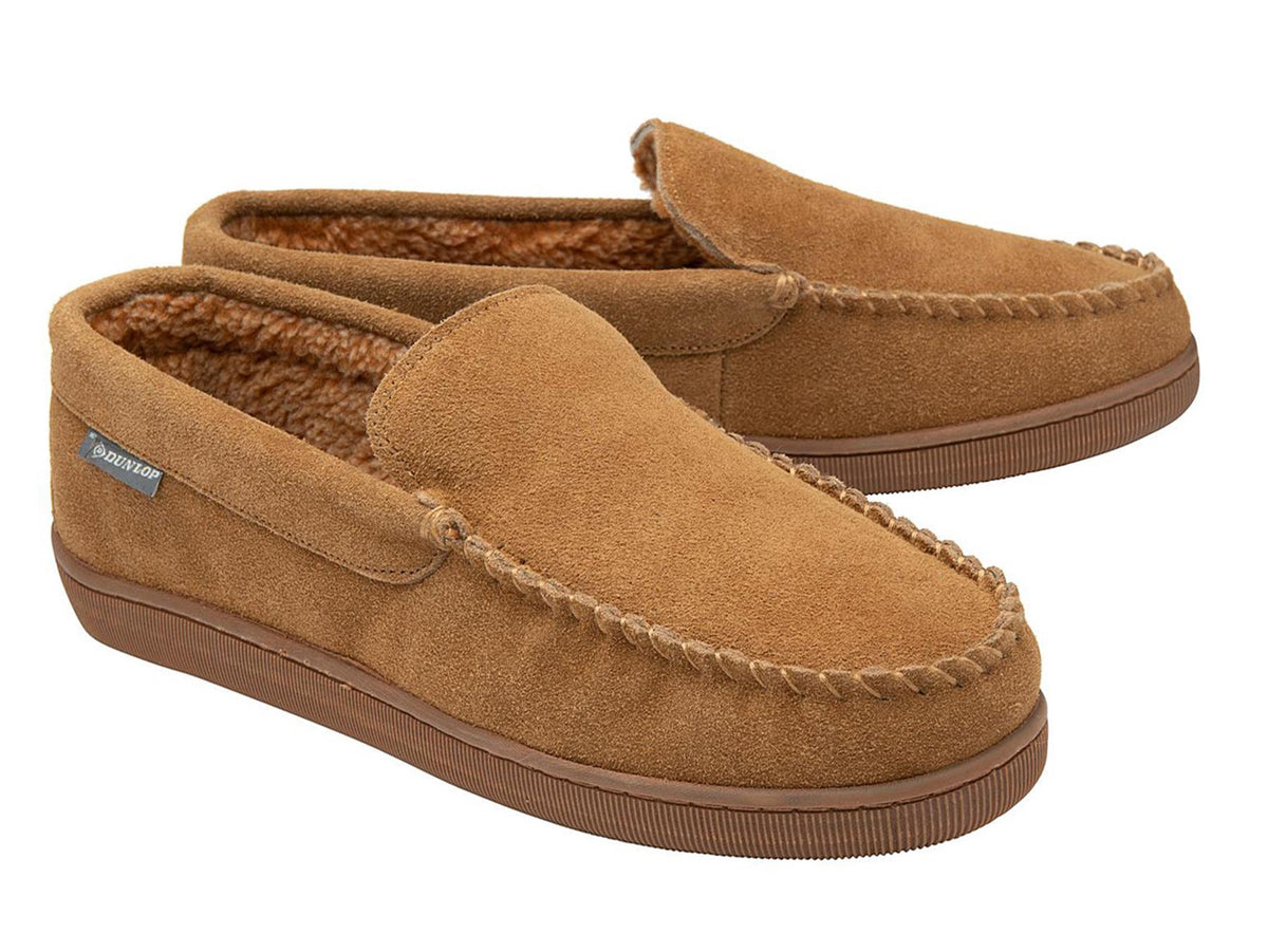 Dunlop Nathan Men's Suede Leather Memory Foam Loafer Slippers