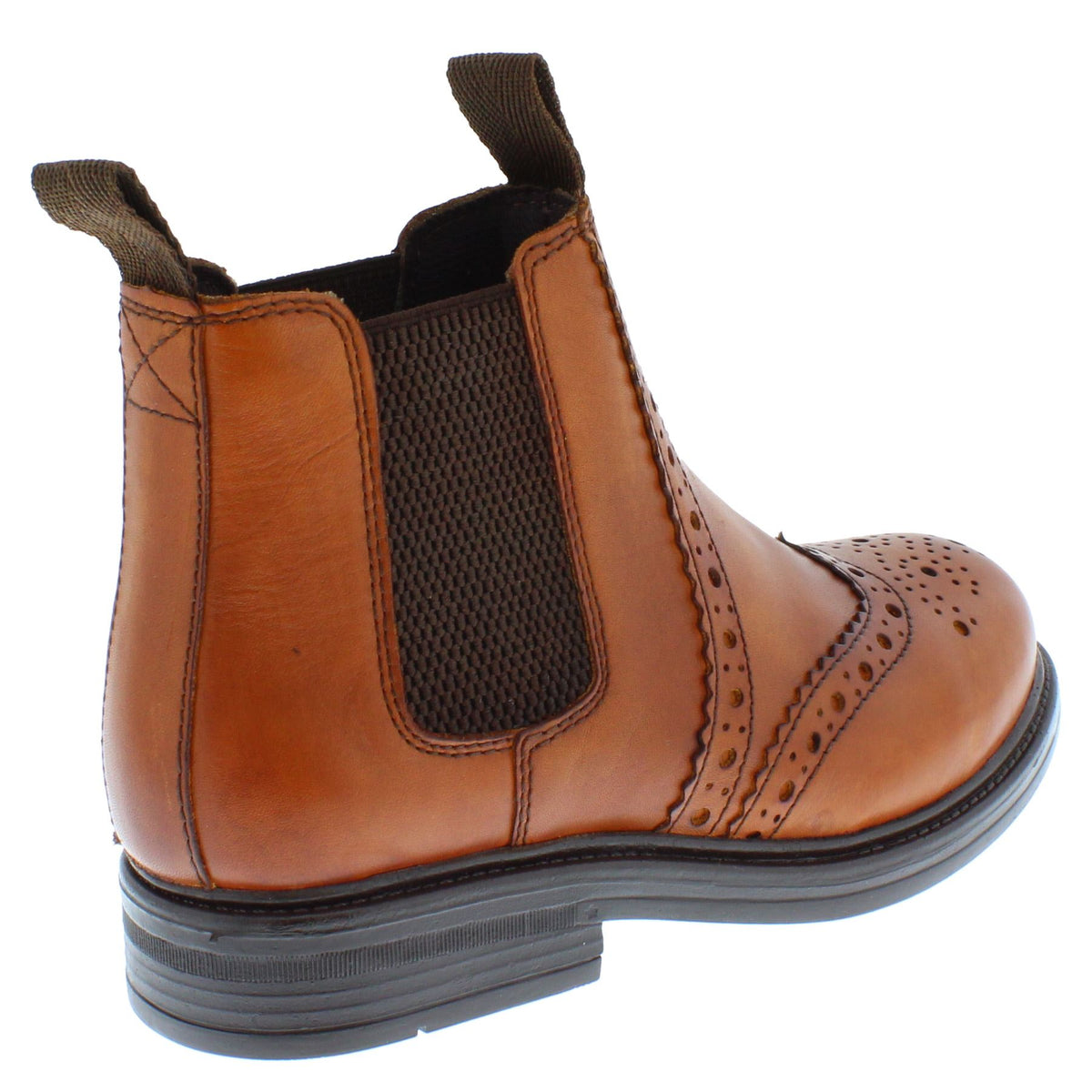 Frank James Wrexham Kids Leather Pull On Brogue Chelsea Boots