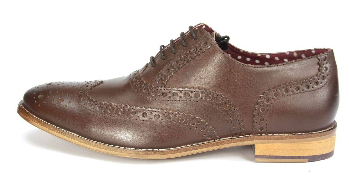 London Brogues Men's Leather Lace Up Wingtip Gatsby Brogues