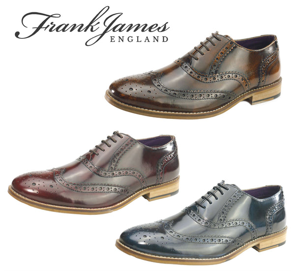 Frank James Newman Men's Leather Hi Shine Formal Brogue Shoes