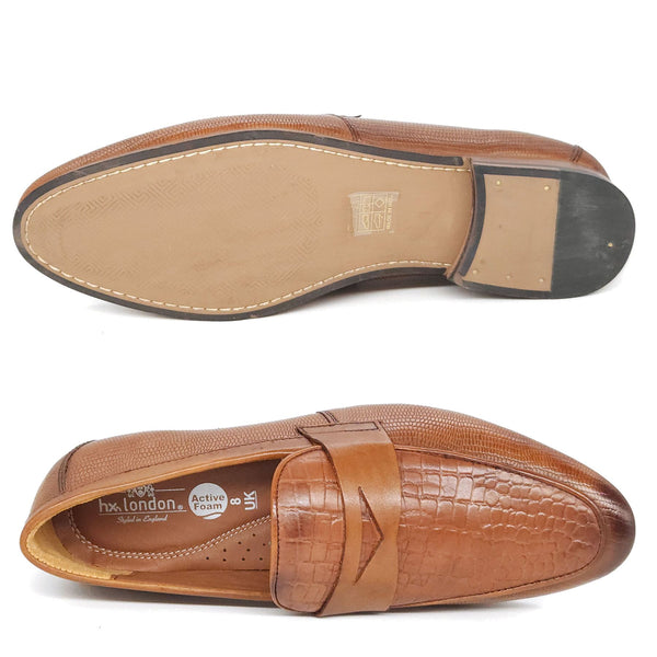 HX London Sutton Textured Penny Leather Loafers