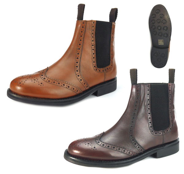 Frank James Benchgrade Evesham Leather Welted Chelsea Brogue Dealer Boots