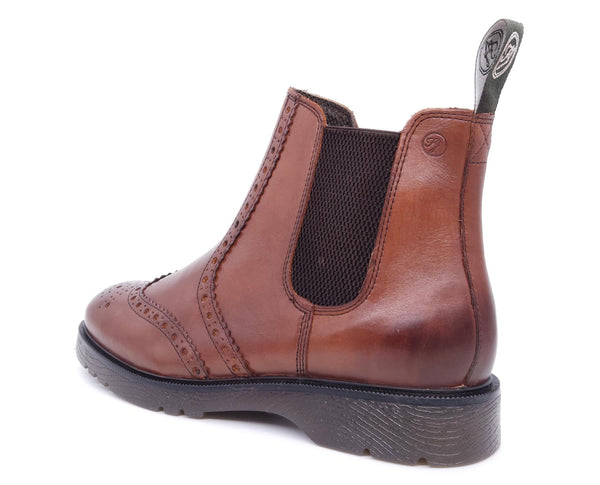 Frank James Warkton Men's Leather Pull On Brogue Chelsea Boots