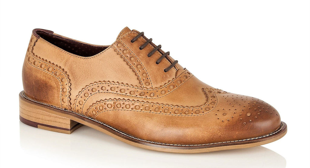 London Brogues Men's Leather Lace Up Wingtip Gatsby Brogues