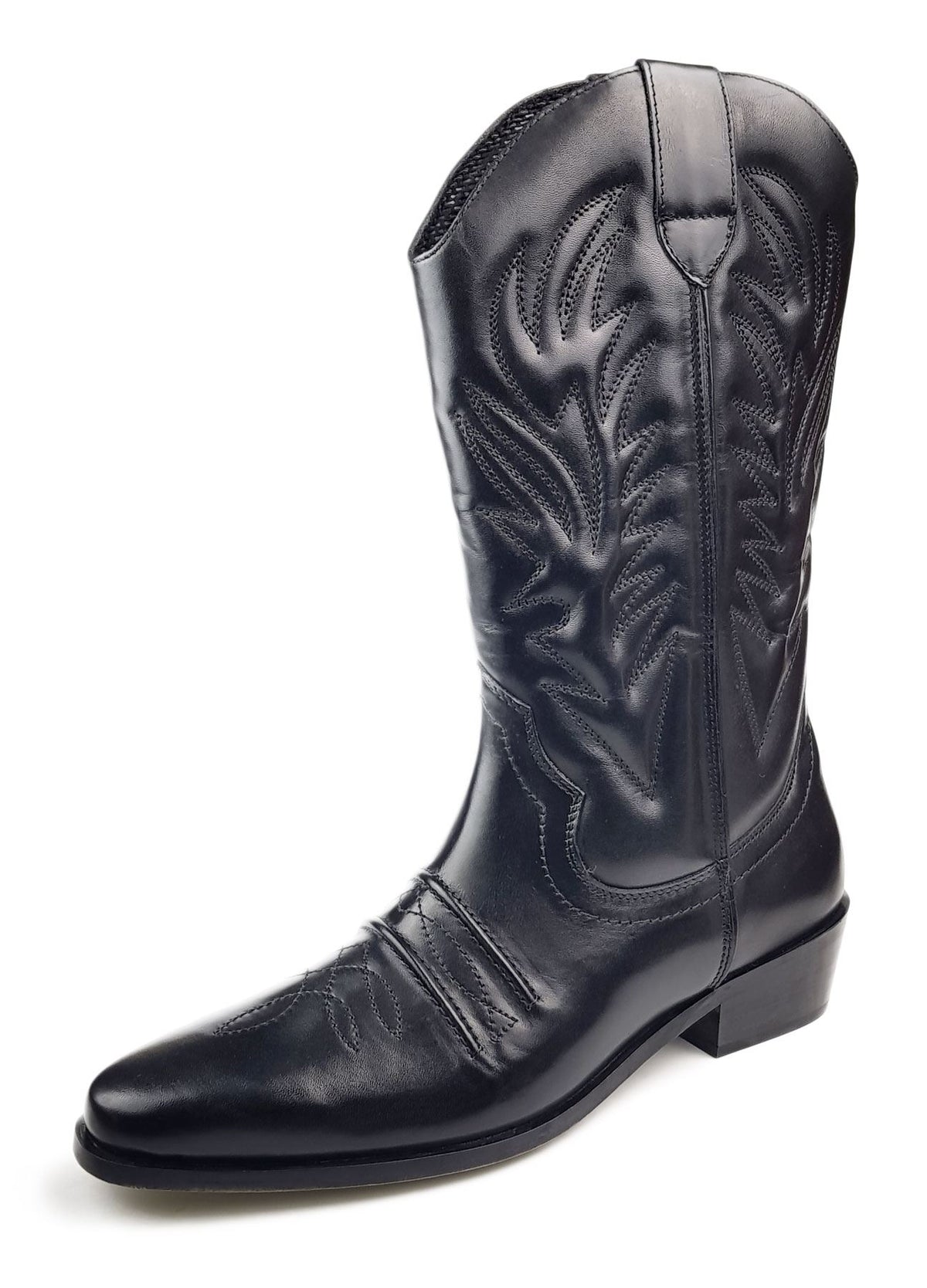 Woodland Cowboy Western Leather Long Calf Boots