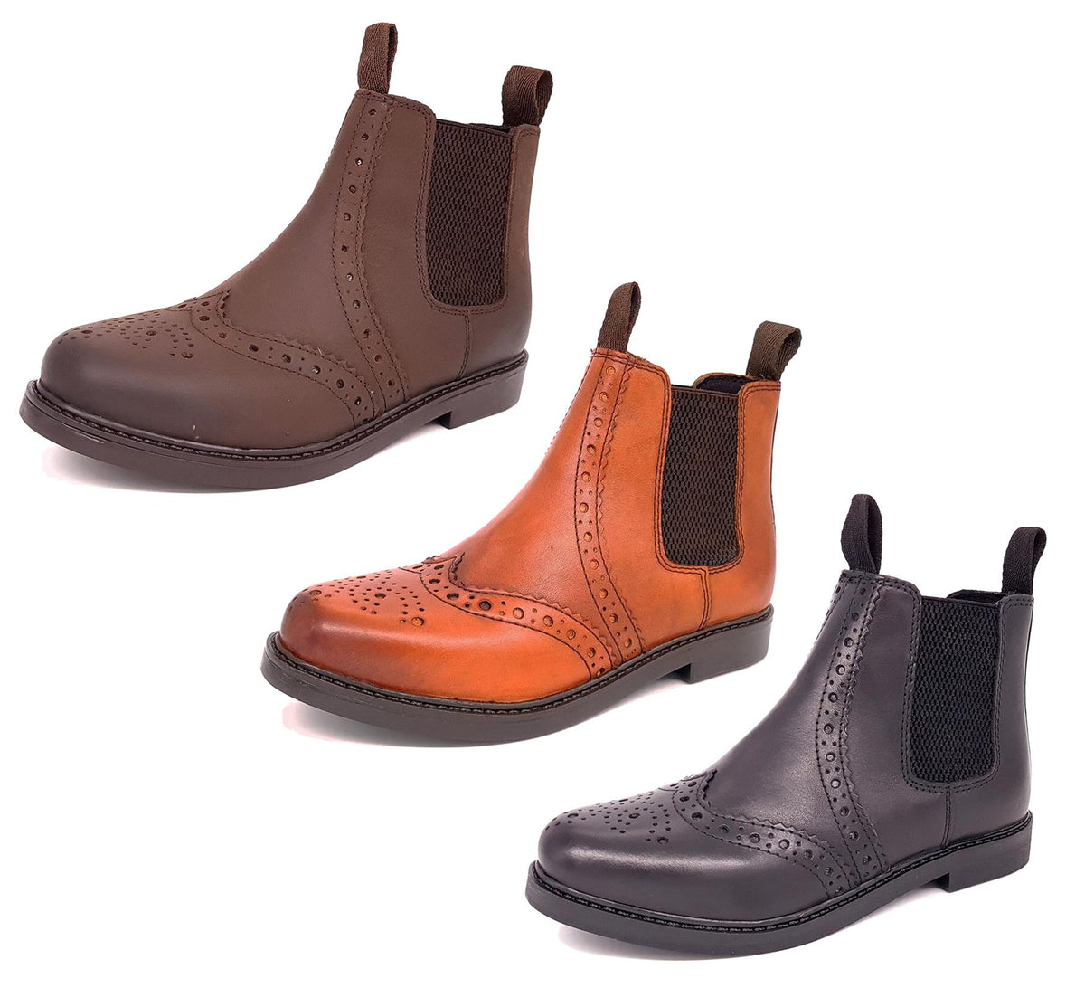 Frank James Cheltenham Kids' Leather Brogue Chelsea Jodphur Boots