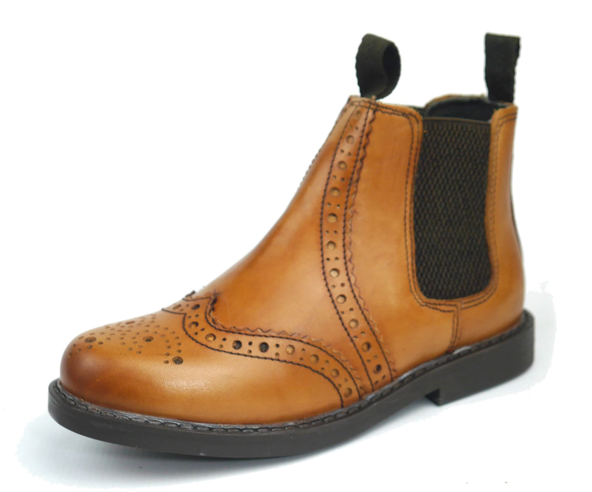 Frank James Cheltenham Kids' Leather Brogue Chelsea Jodphur Boots