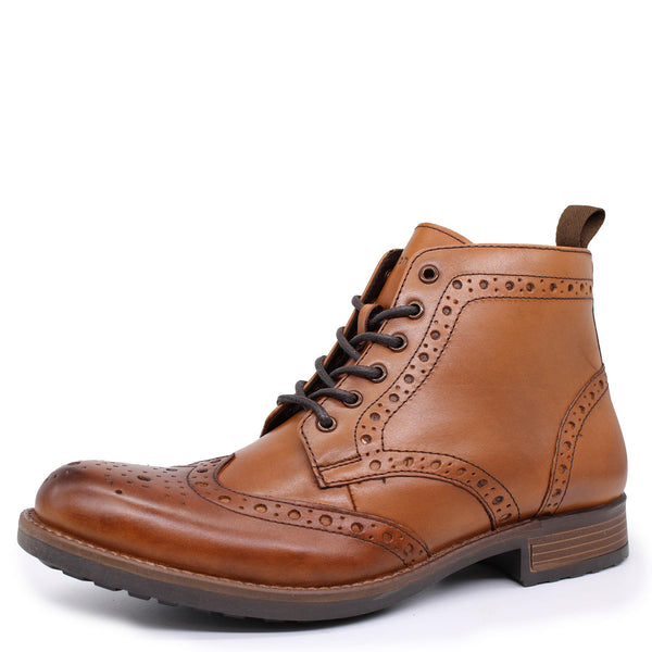 HX London Kingston Brogue Lace Up Leather Boots