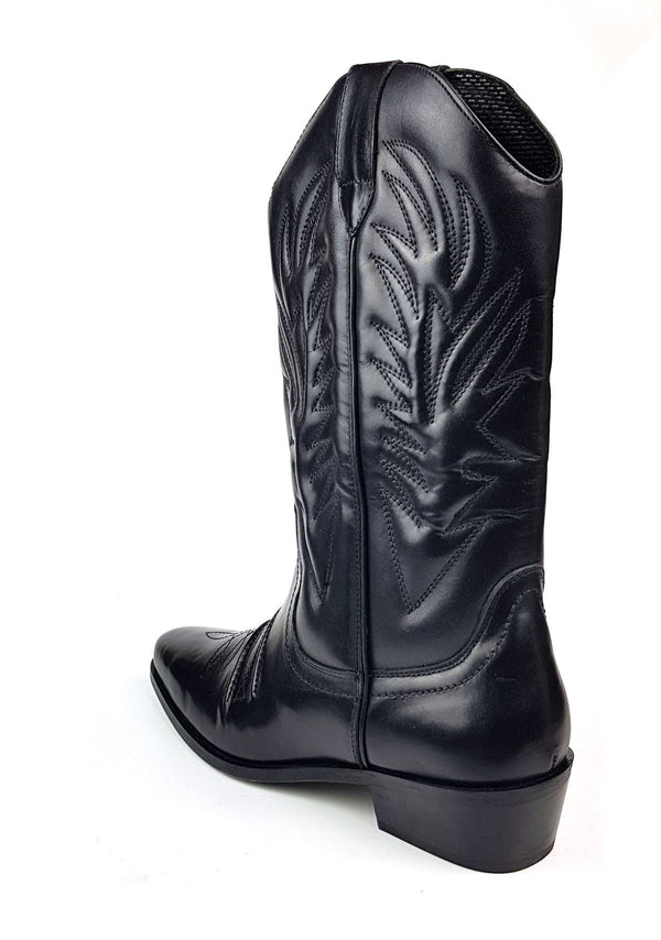 Woodland Cowboy Western Leather Long Calf Boots