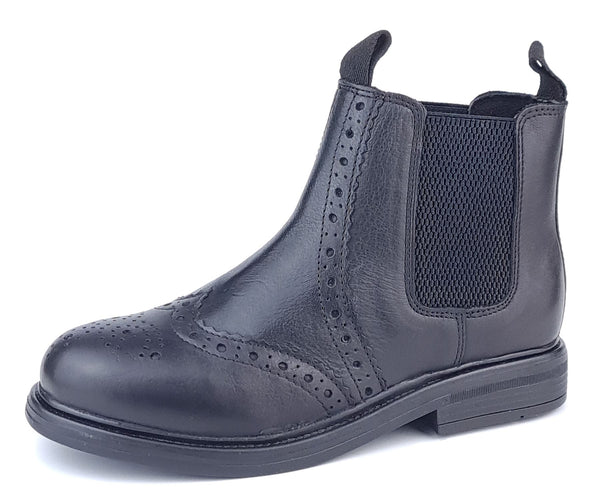 Frank James Wrexham Kids Leather Pull On Brogue Chelsea Boots