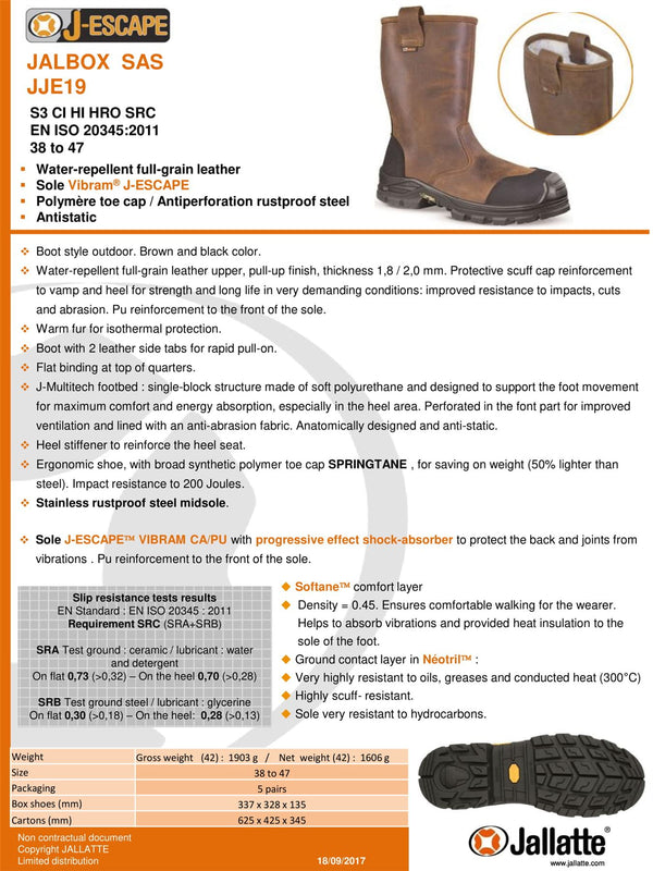 Jallatte Jalbox JJE19 S3 Vibram Safety Rigger Boots