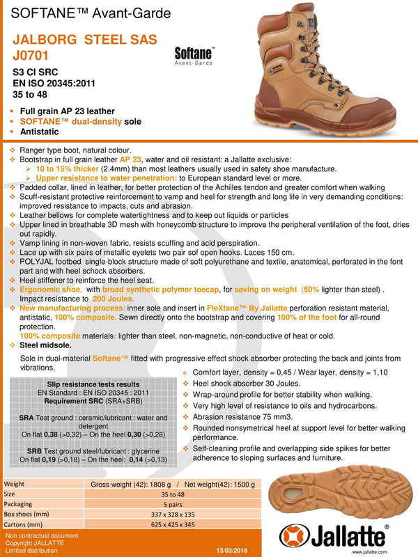 Jallatte Jalborg J0701 Hi Leg Safety Work Boots