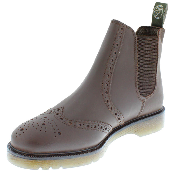 Frank James Warkton Men's Leather Pull On Brogue Chelsea Boots