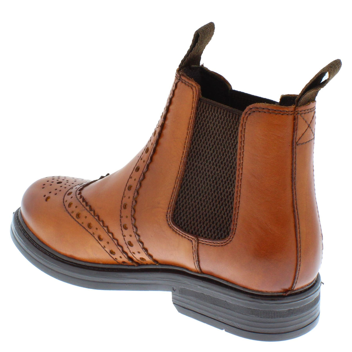 Frank James Wrexham Kids Leather Pull On Brogue Chelsea Boots